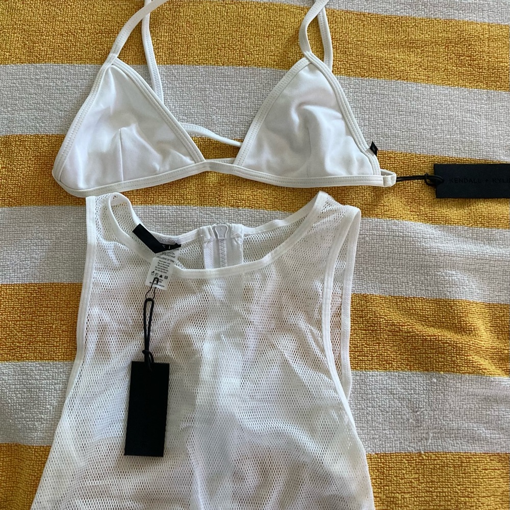 Kendall & Kylie White Mesh Swim Coverup